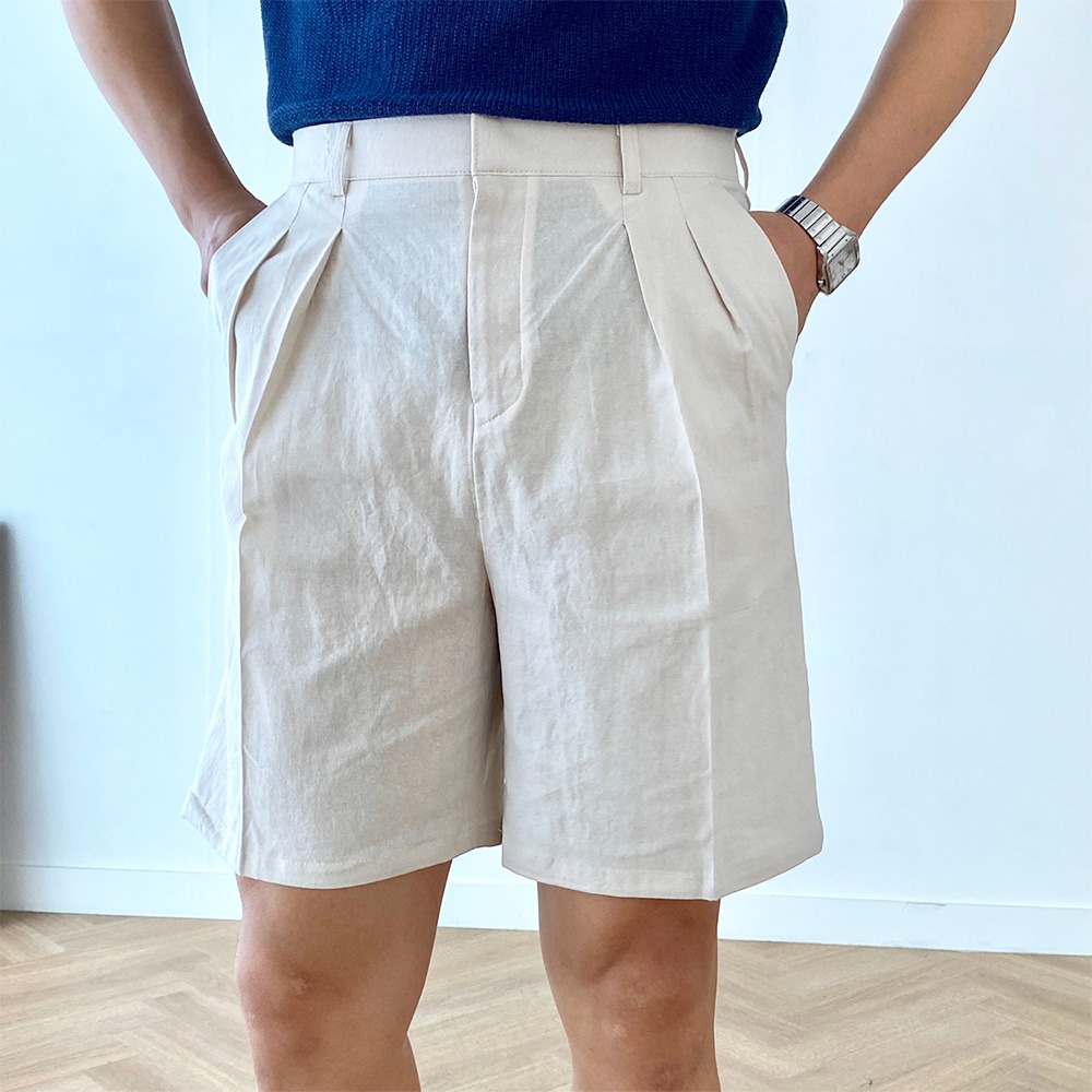 Linen Double-Pleats Short (3color)