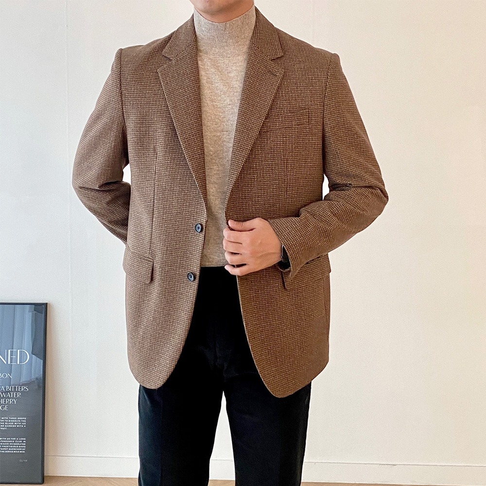 Wool Blended Tweed Jacket [Brown]