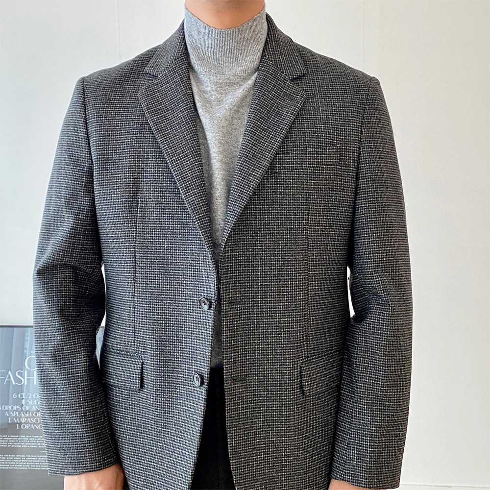 Wool Blended Tweed Jacket [Grey]