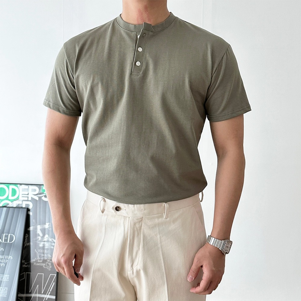 Classic Henry-Neck Tee (5color)
