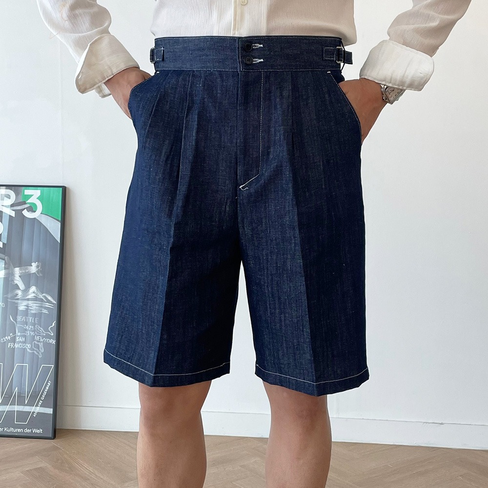 Half Linen Denim Shorts (2color)