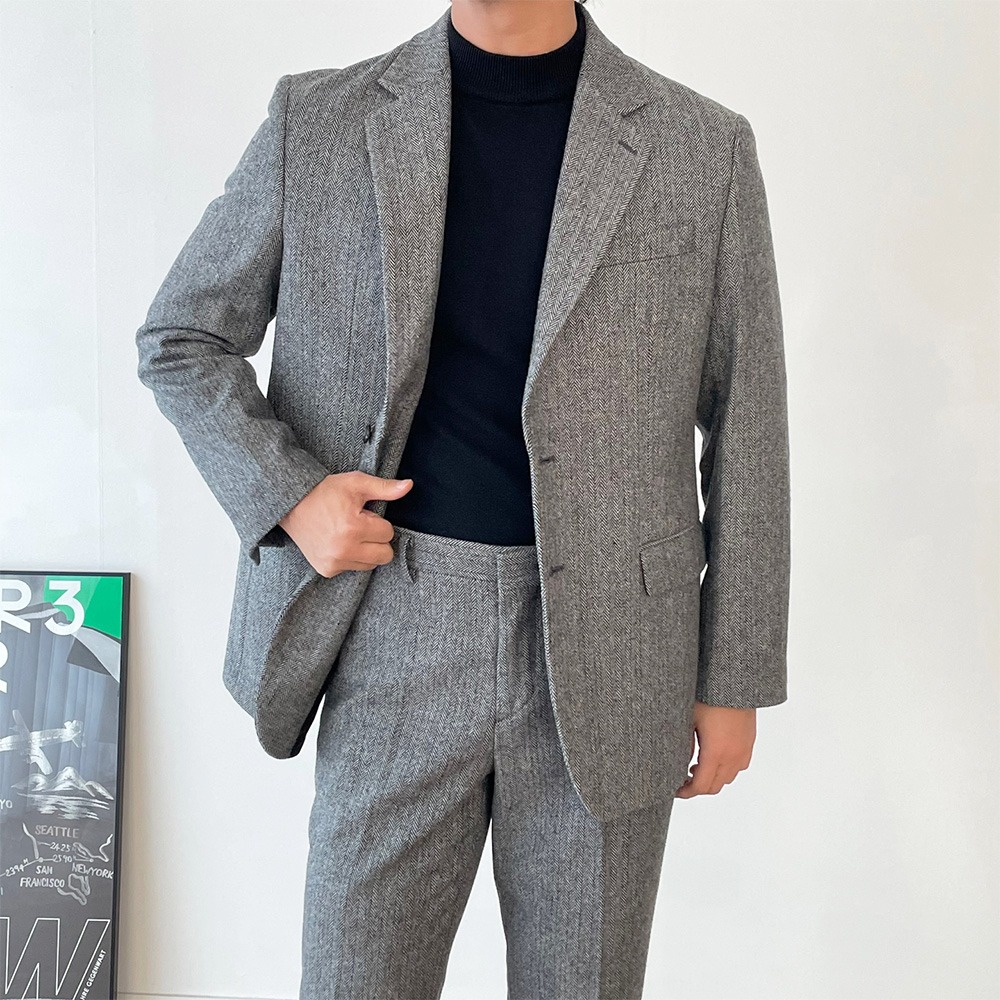 Grey Herringbone Suit
