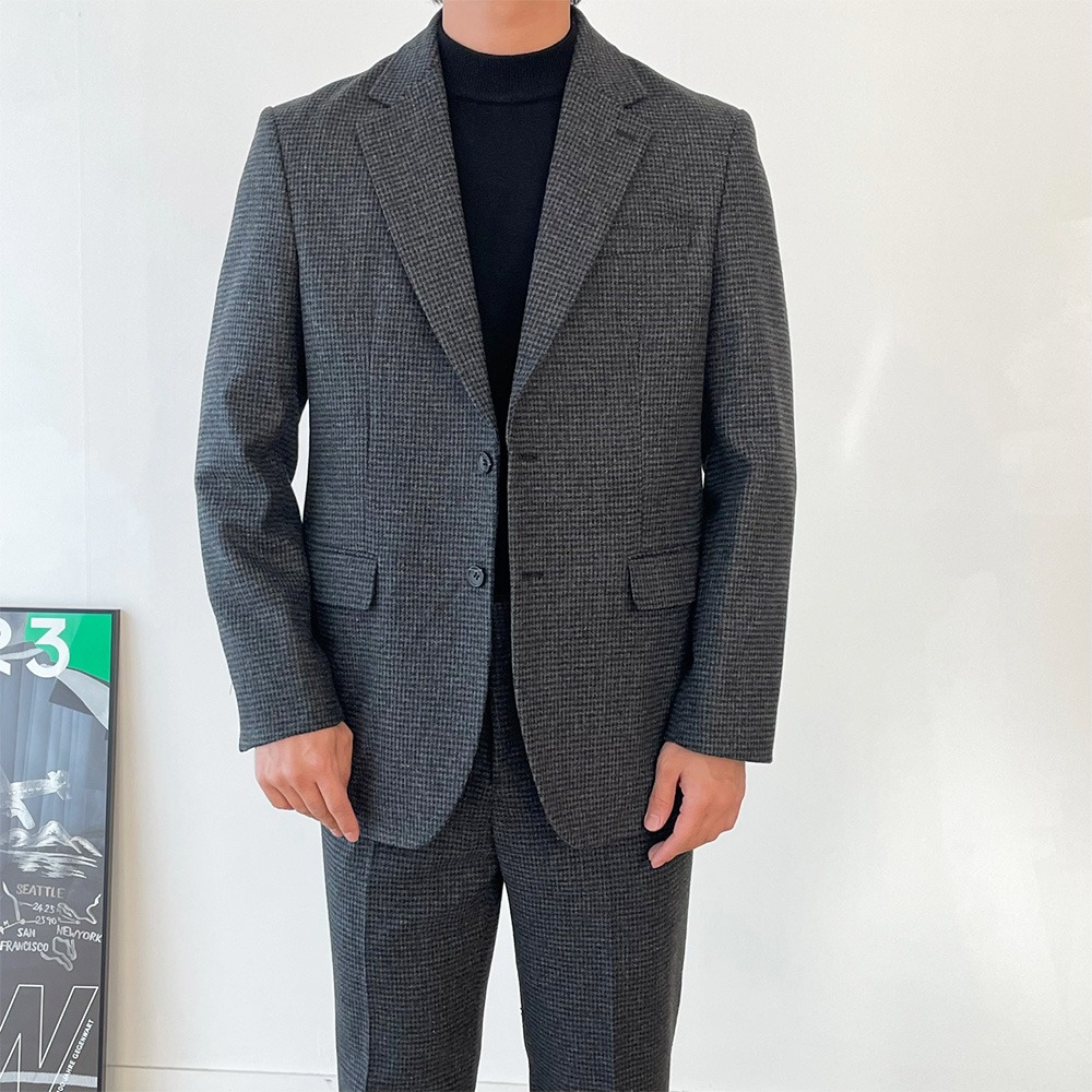 Micro Houndtooth Suit [Charcoal]