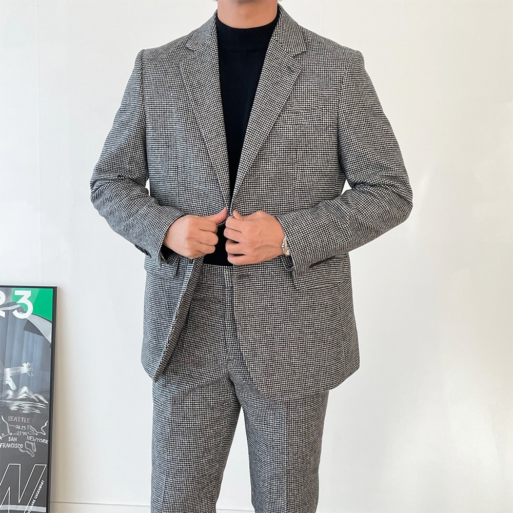 Micro Houndtooth Suit [Grey]